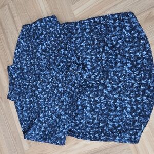 Roundtree & Yorke Navy Print Mens Shirt Large